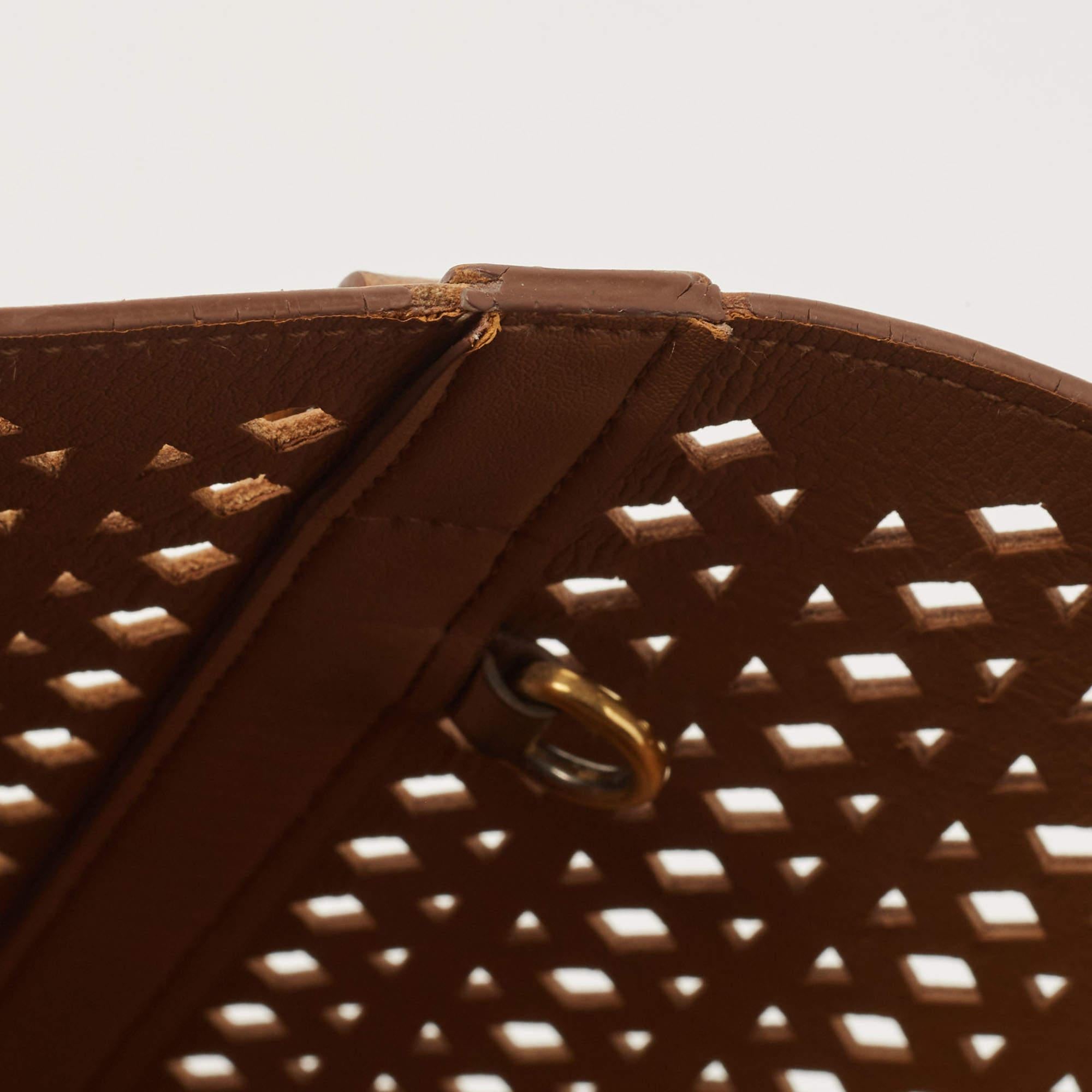 Prada Tan Lasercut Saffiano Leather Open Tote 10