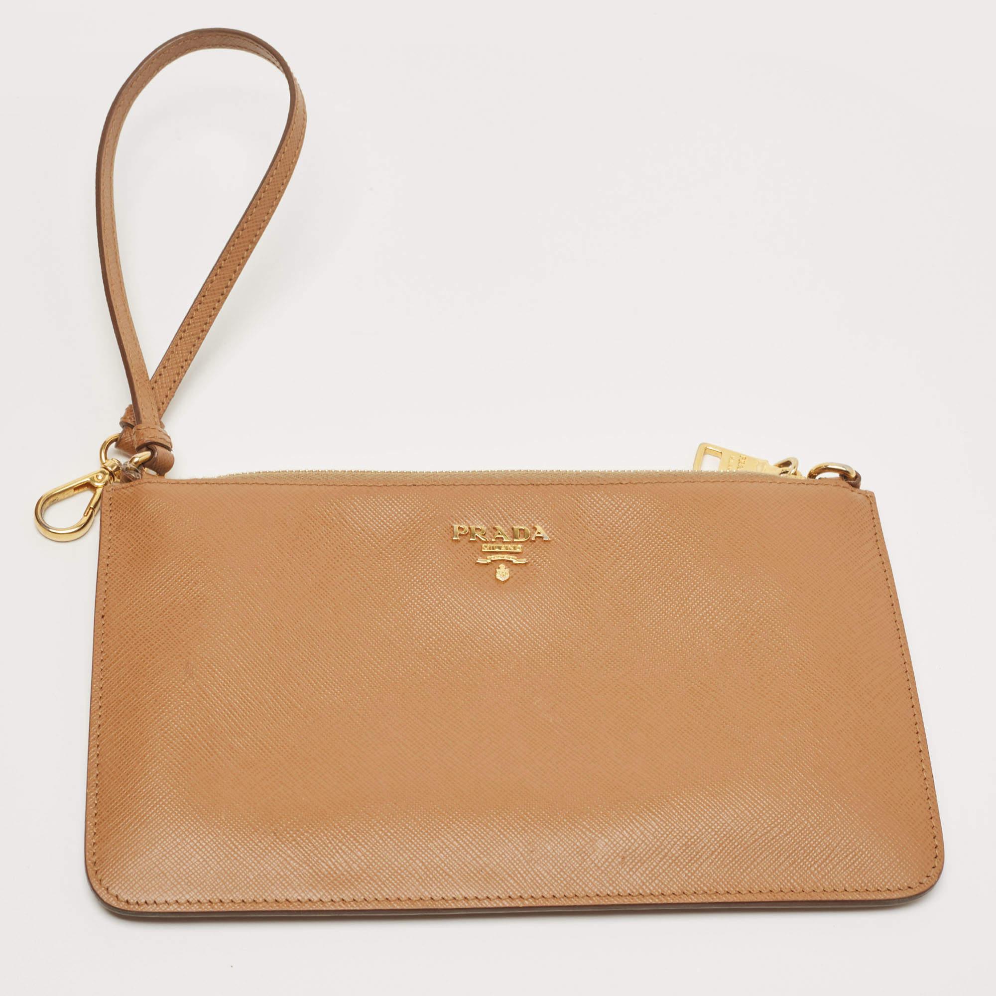 Prada Tan Lasercut Saffiano Leather Open Tote 11