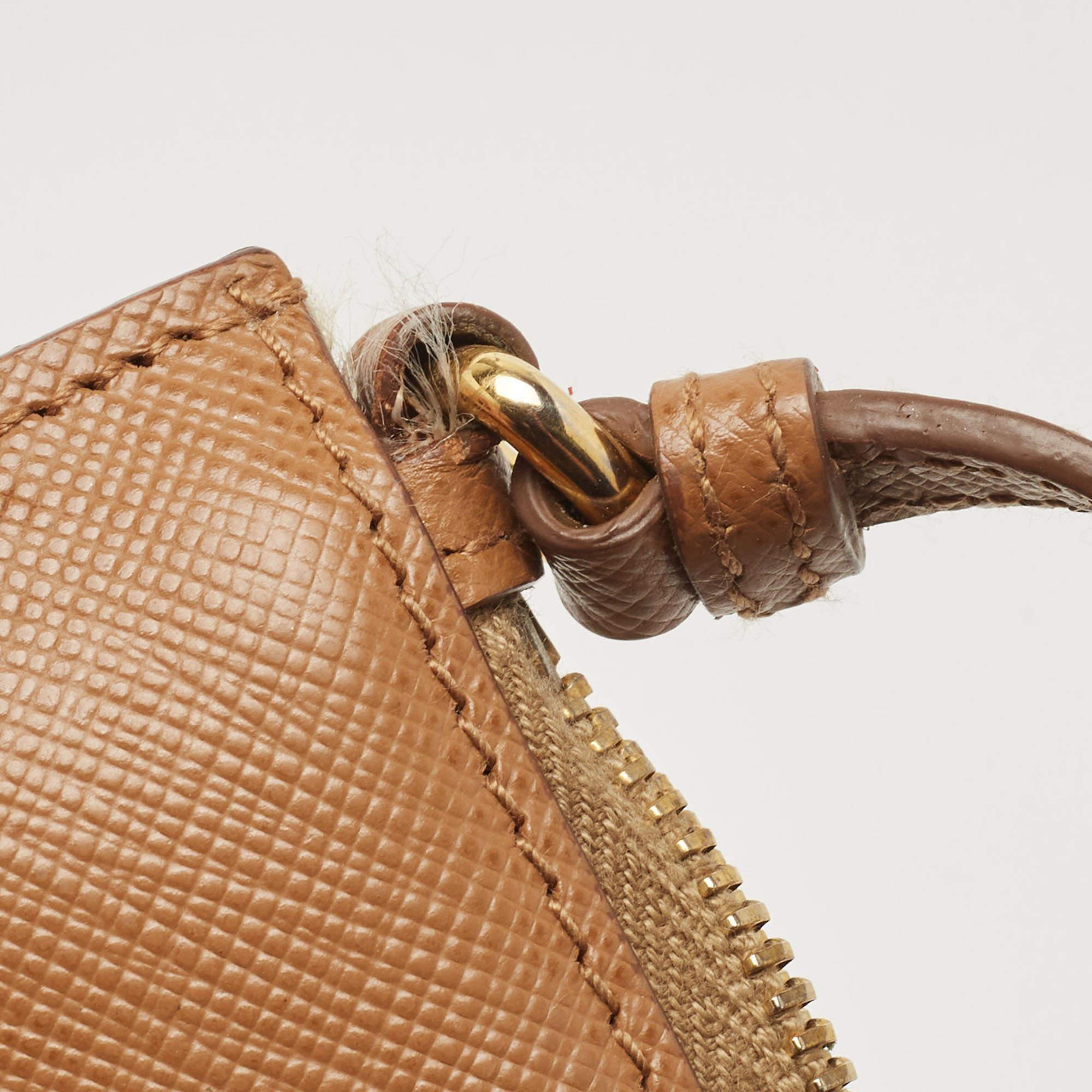 Prada Tan Lasercut Saffiano Leather Open Tote 12