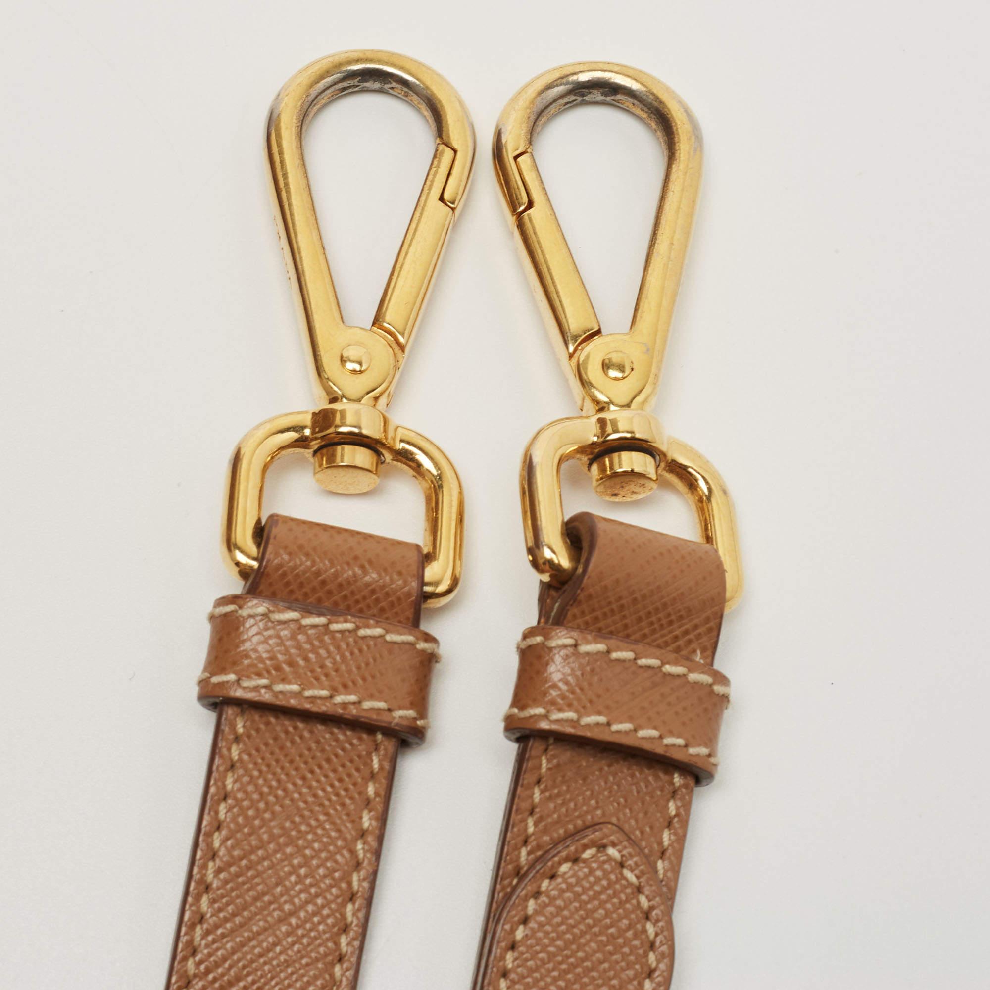 Prada Tan Lasercut Saffiano Leather Open Tote 13