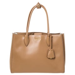 Prada Tan Leather Biblitheque Tote