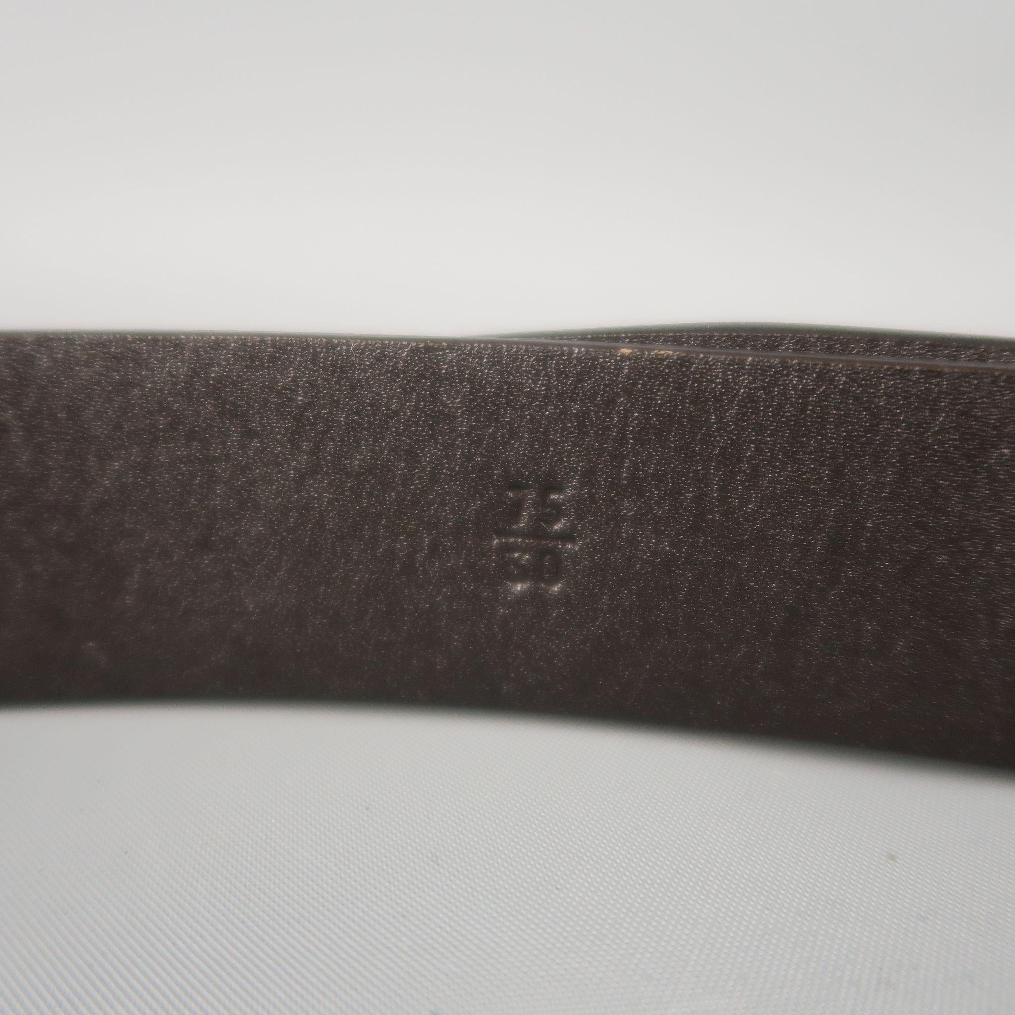 Brown PRADA Tan Leather Silver Rectangle Buckle Belt