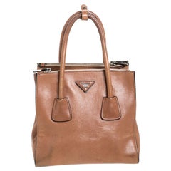 Prada Tan Leather Twin Pocket Double Handle Tote