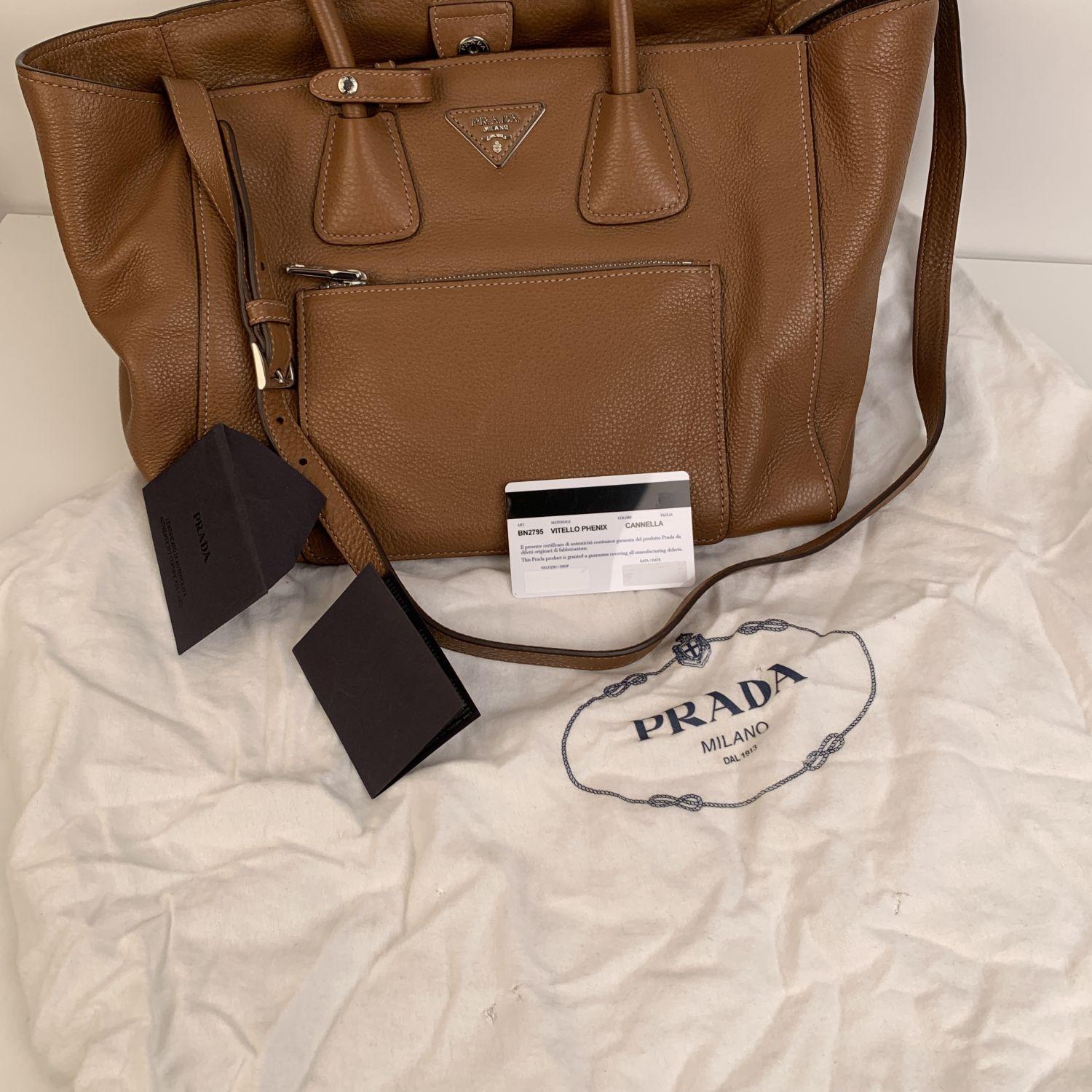 Prada Tan Leather Vitello Phenix Tote Shoulder Bag BN2795 5