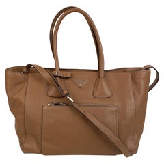 Prada Tan Leather Vitello Phenix Tote Shoulder Bag BN2795