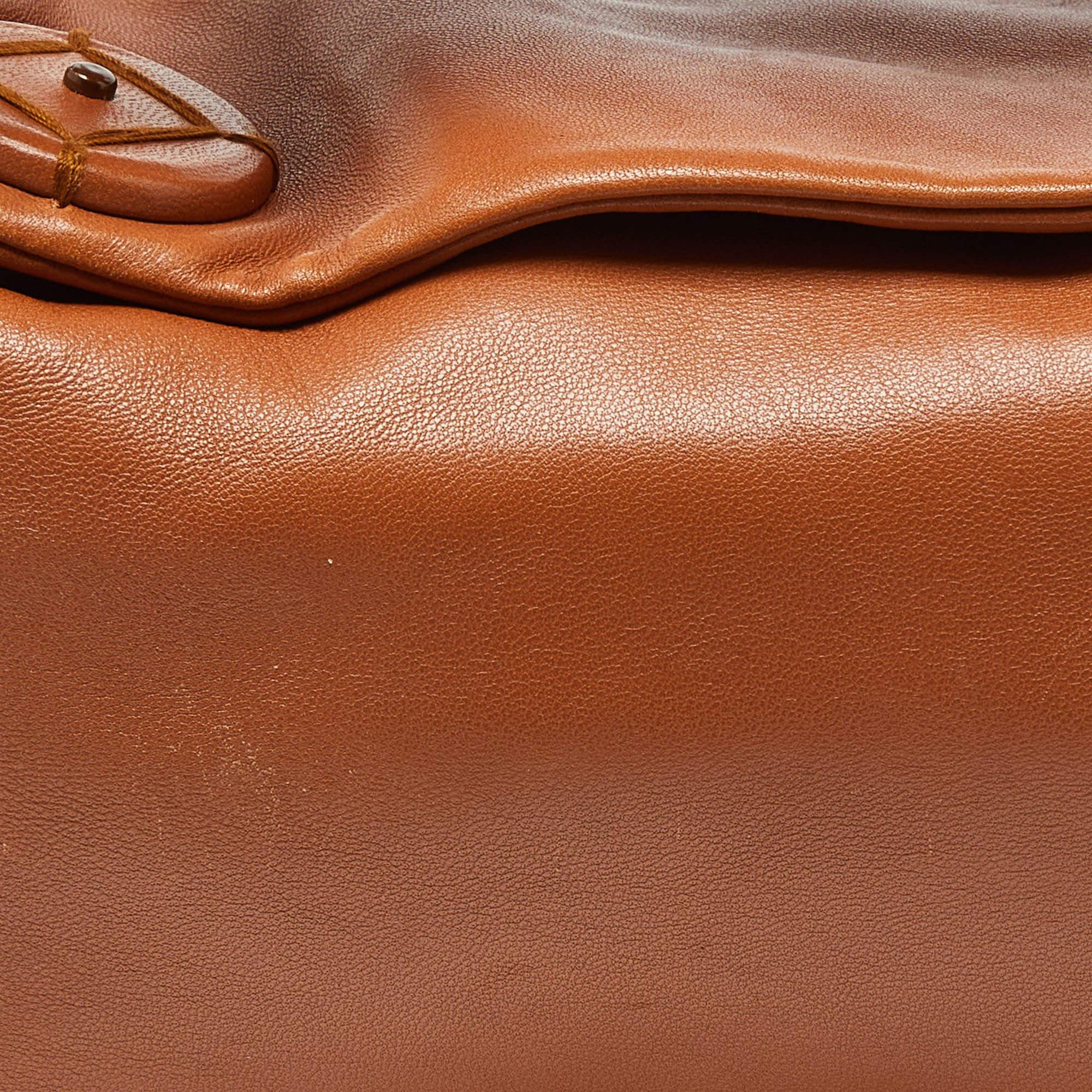 Prada Tan/Orange Leather Satchel For Sale 6