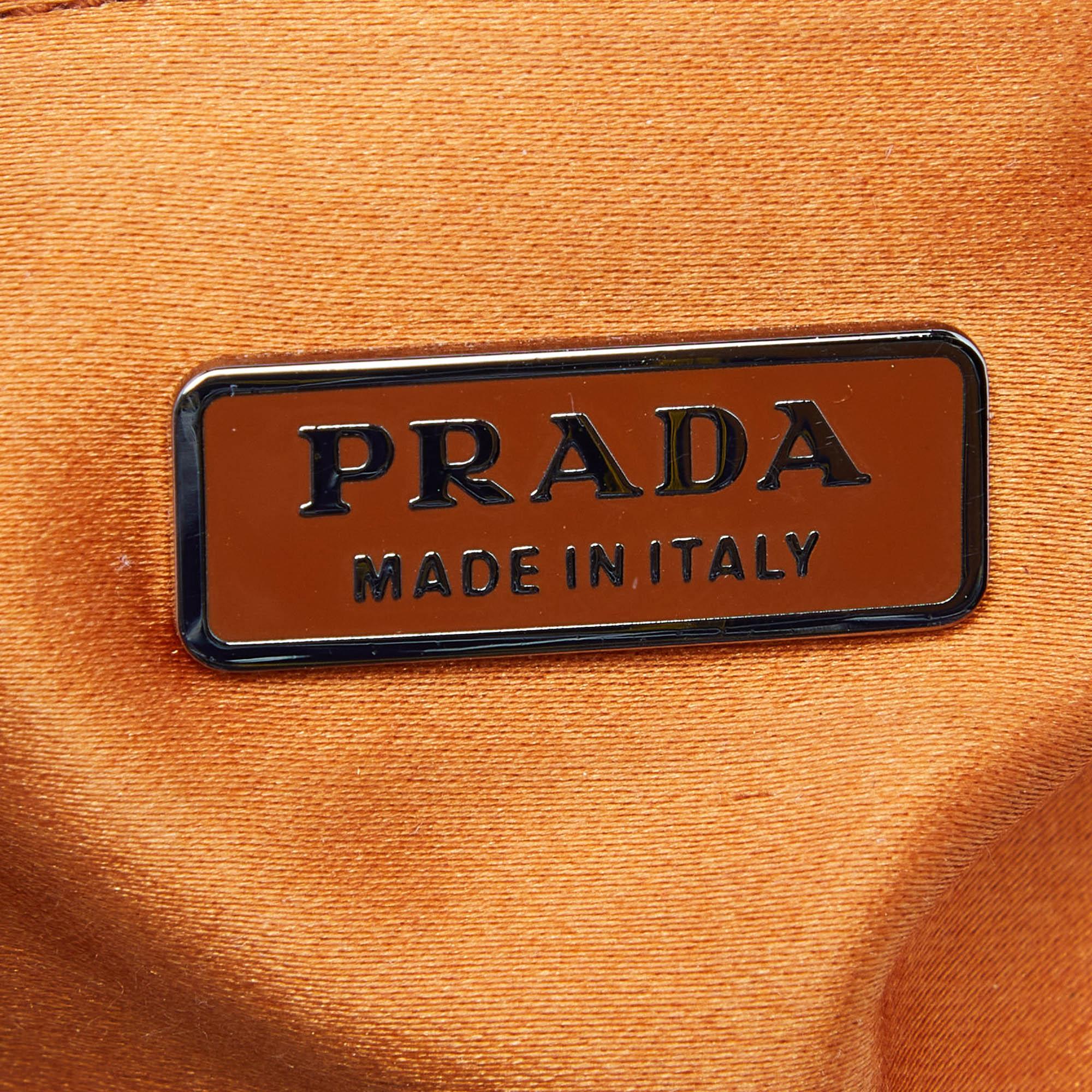 Prada Tan/Orange Leather Satchel For Sale 2