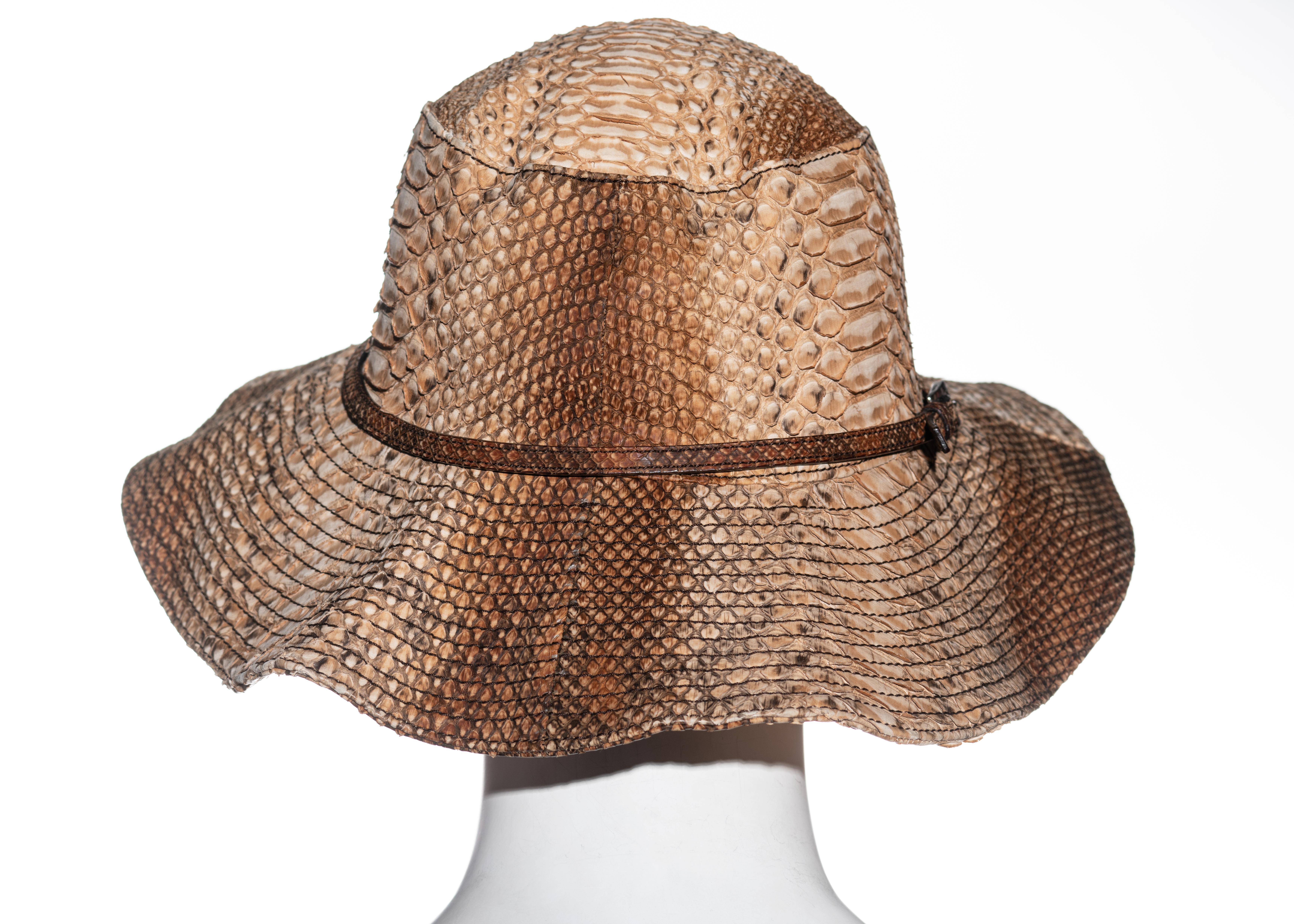 Brown Prada tan python bucket hat, ss 2004
