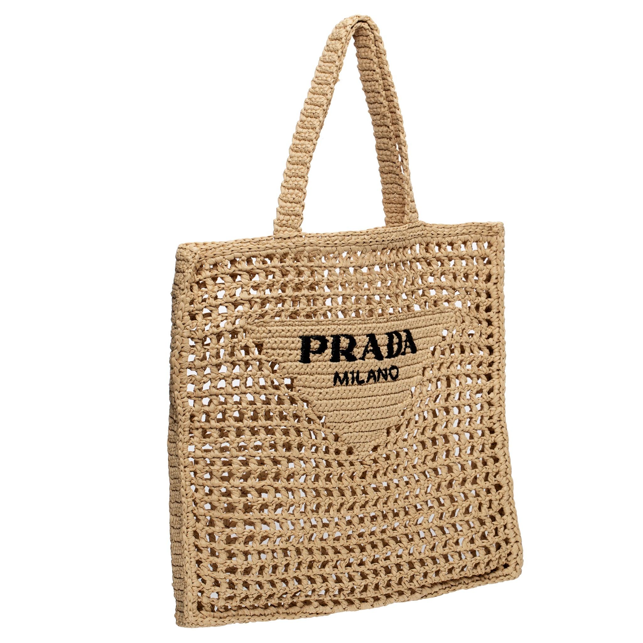 Prada Tan Raffia Tote Bag In New Condition For Sale In DOUBLE BAY, NSW