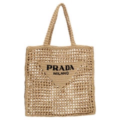Prada Tan Raffia Tote Bag