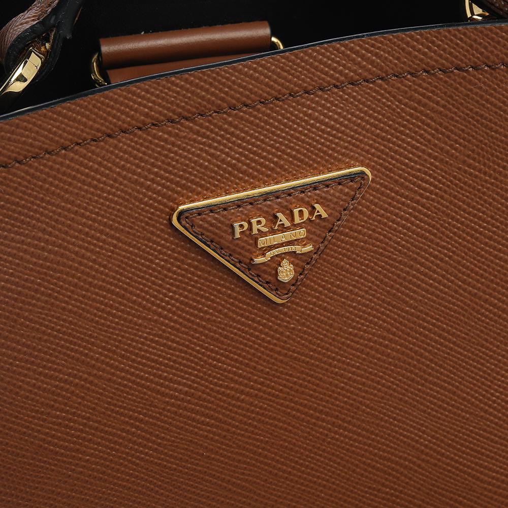 Women's Prada Tan Saffiano Leather Medium Panier Top Handle Bag