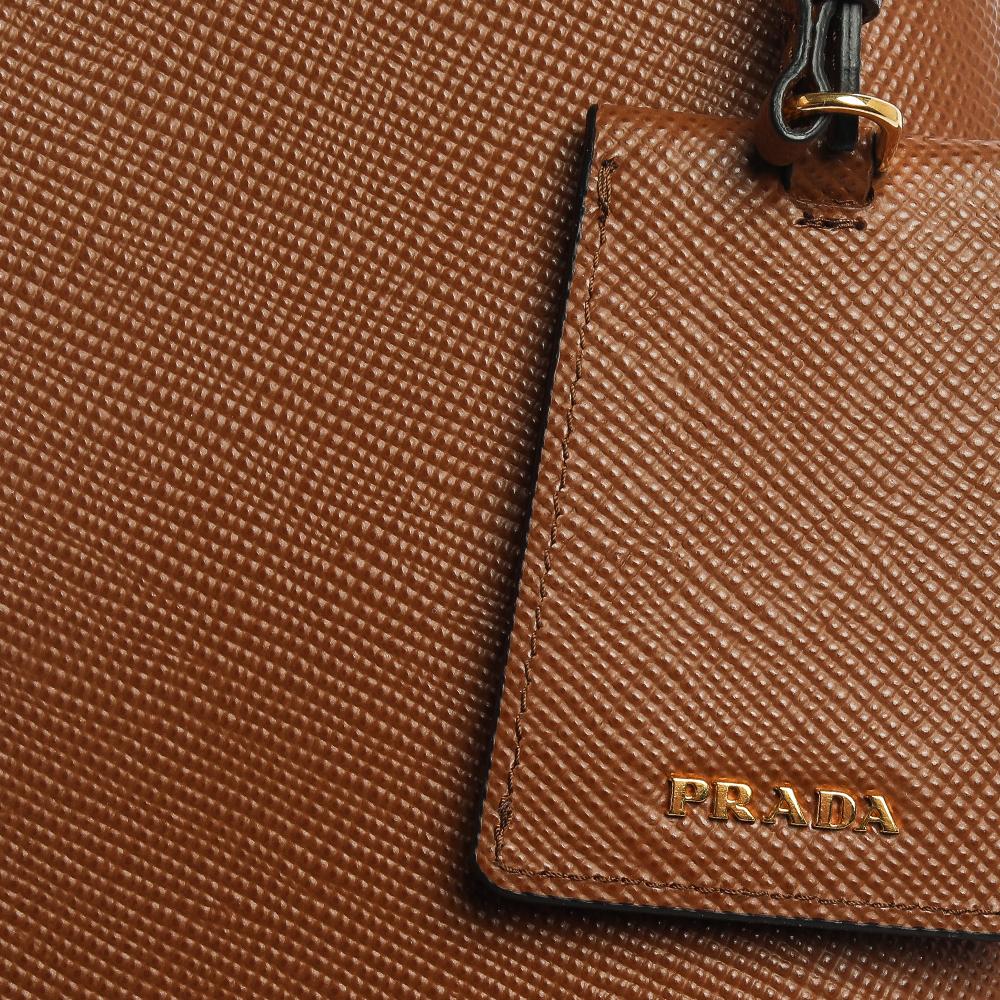 Prada Tan Saffiano Leather Medium Panier Top Handle Bag 1