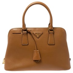 Prada Tan Saffiano Lux Leather Dome Satchel