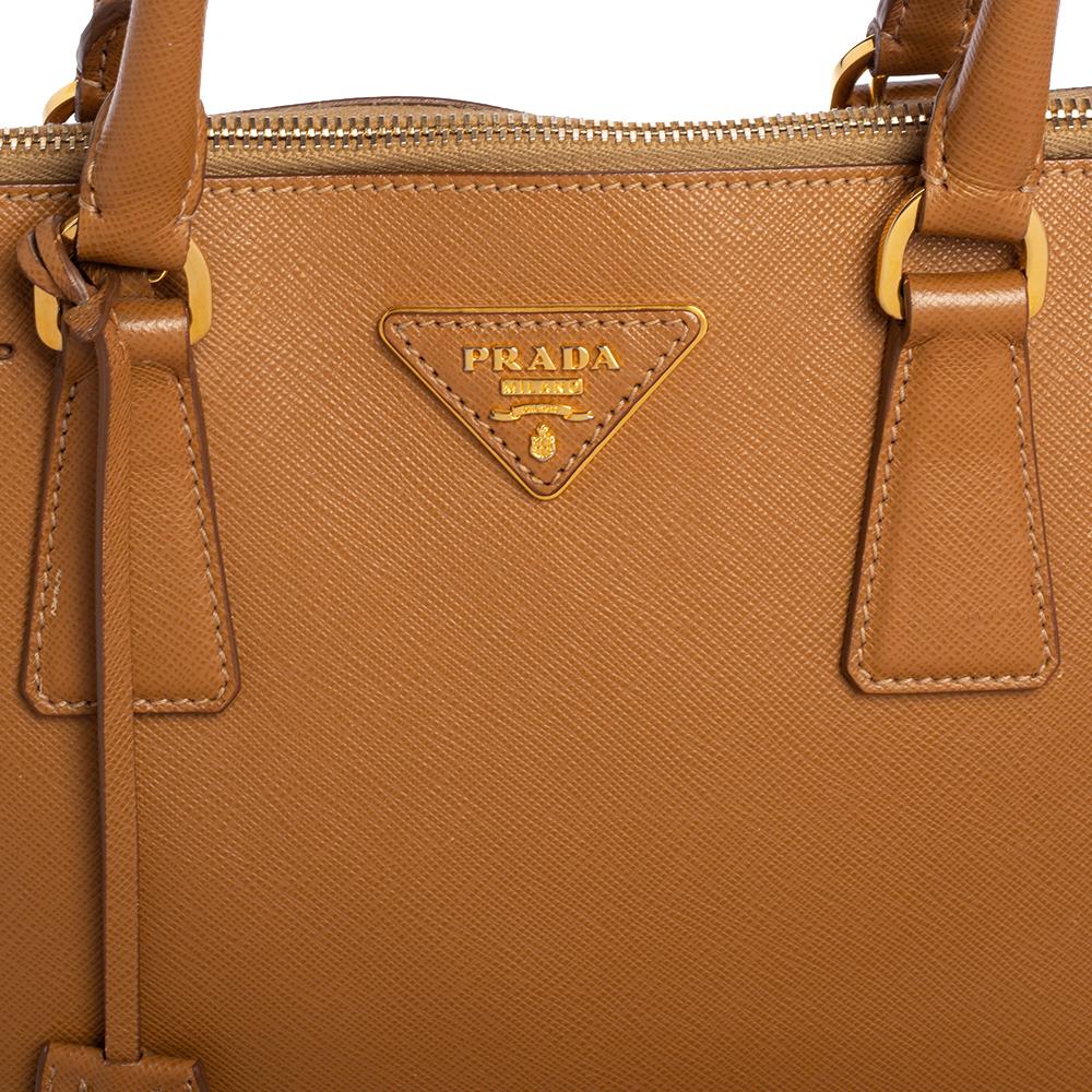 Women's Prada Tan Saffiano Lux Leather Medium Promenade Satchel