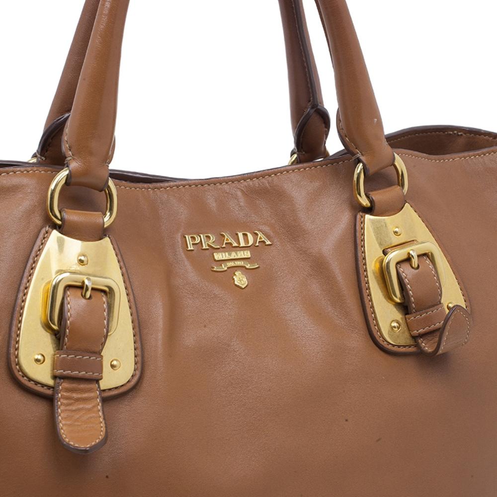 Prada Tan Soft Calf Leather Tote 3