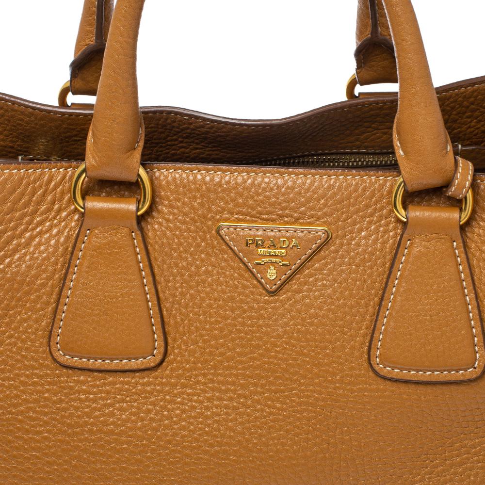 Women's Prada Tan Vitello Daino Leather Open Tote