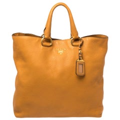 Prada Tan Vitello Daino Leather Shopper Tote