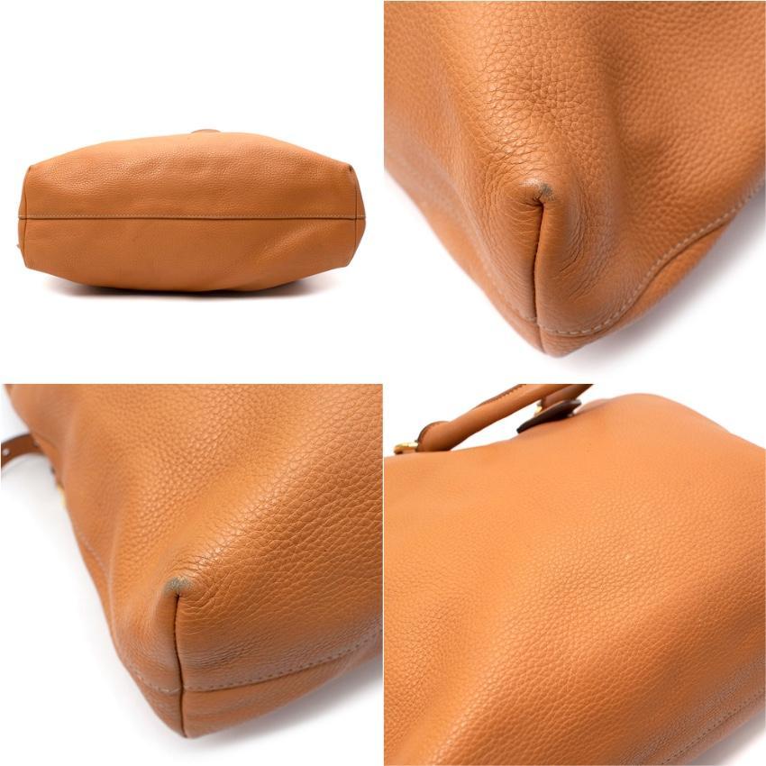 Brown Prada Tan Vitello Daino Leather Tote Bag For Sale
