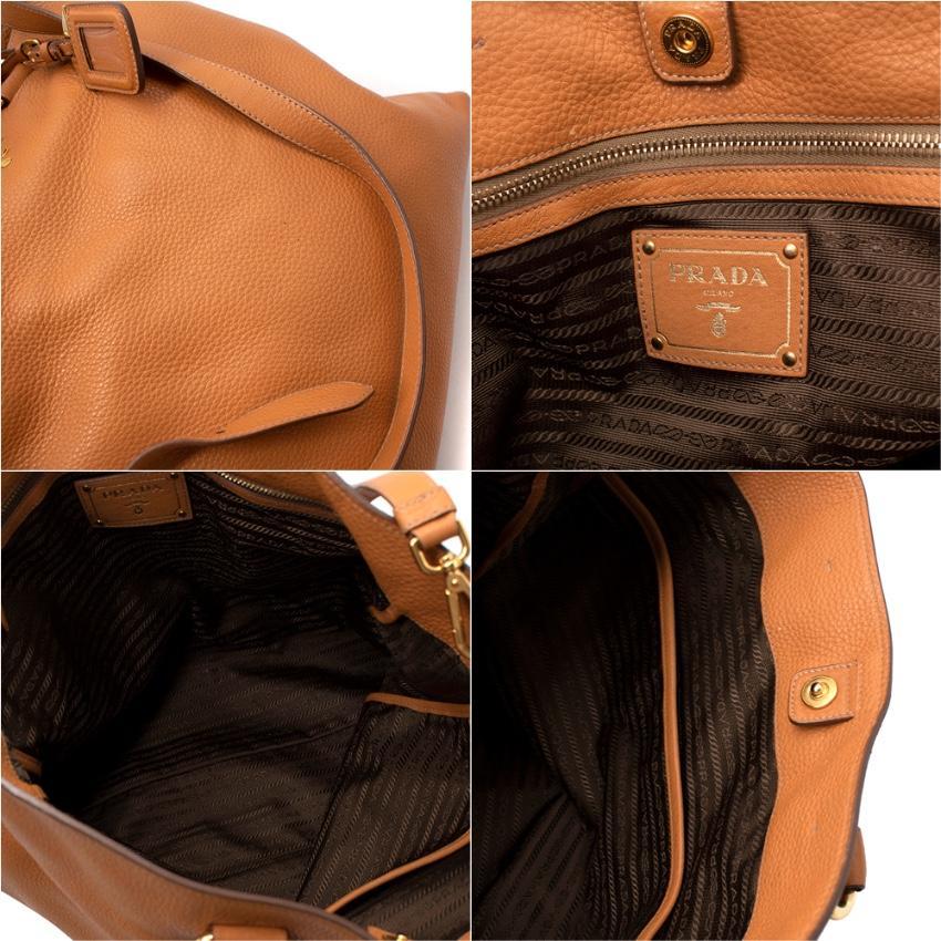 Prada Tan Vitello Daino Leather Tote Bag For Sale 3