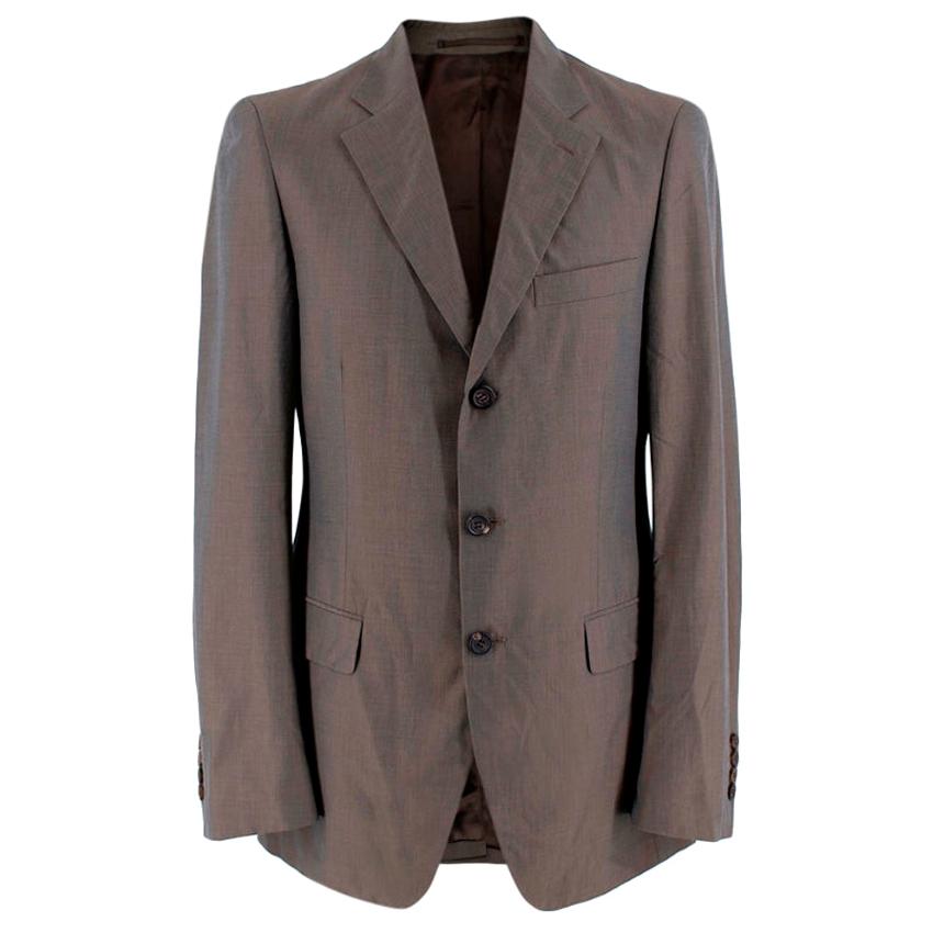 Prada Taupe Cotton Single Breasted Blazer - 48R For Sale