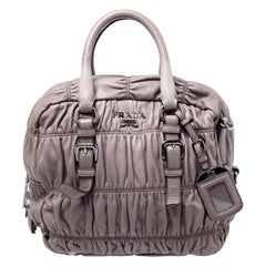 Prada Taupe Nappa Gaufre Leather Satchel