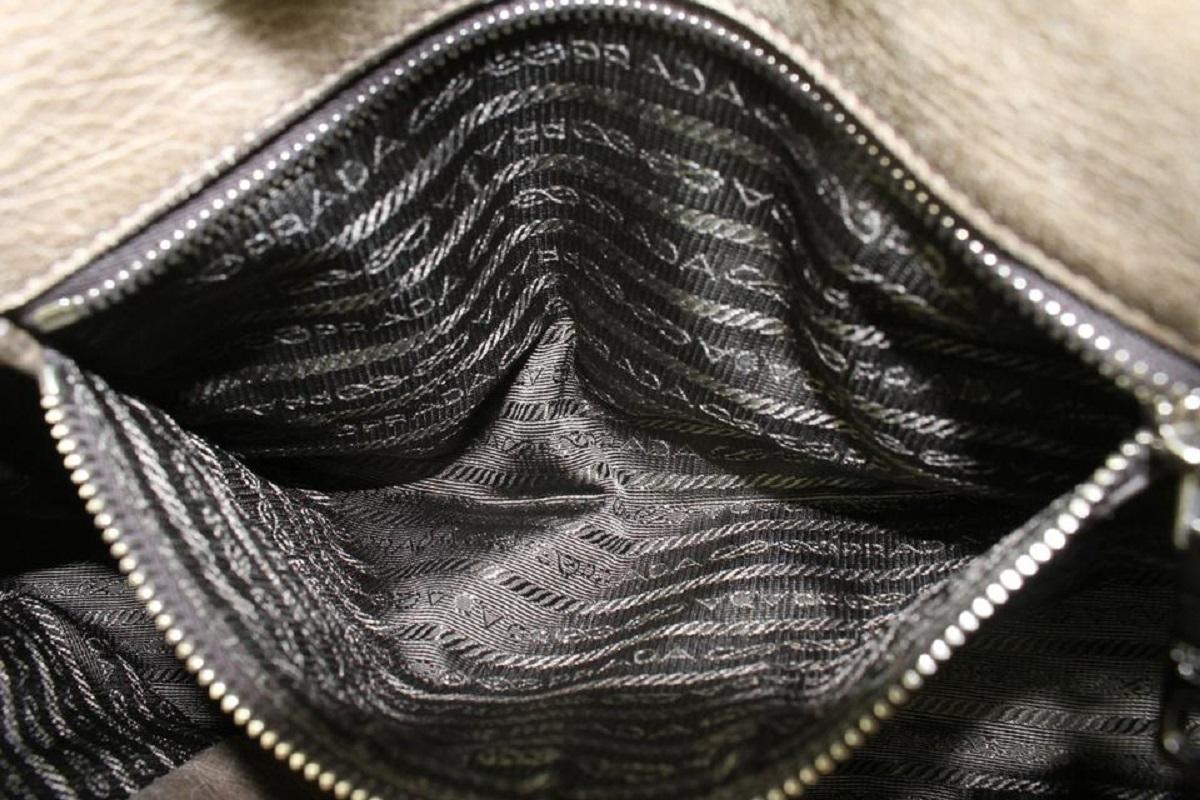 Prada Taupe Nylon x Leather Chain Shoulder bag 921pr61 6