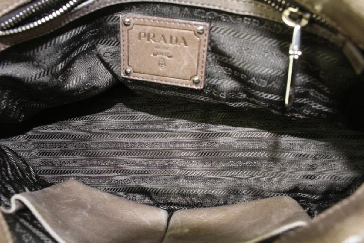 Brown Prada Taupe Nylon x Leather Chain Shoulder bag 921pr61
