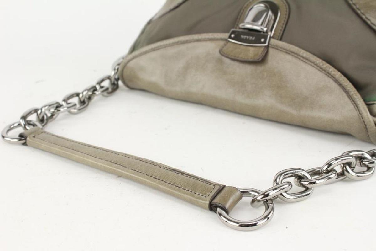Women's Prada Taupe Nylon x Leather Chain Shoulder bag 921pr61