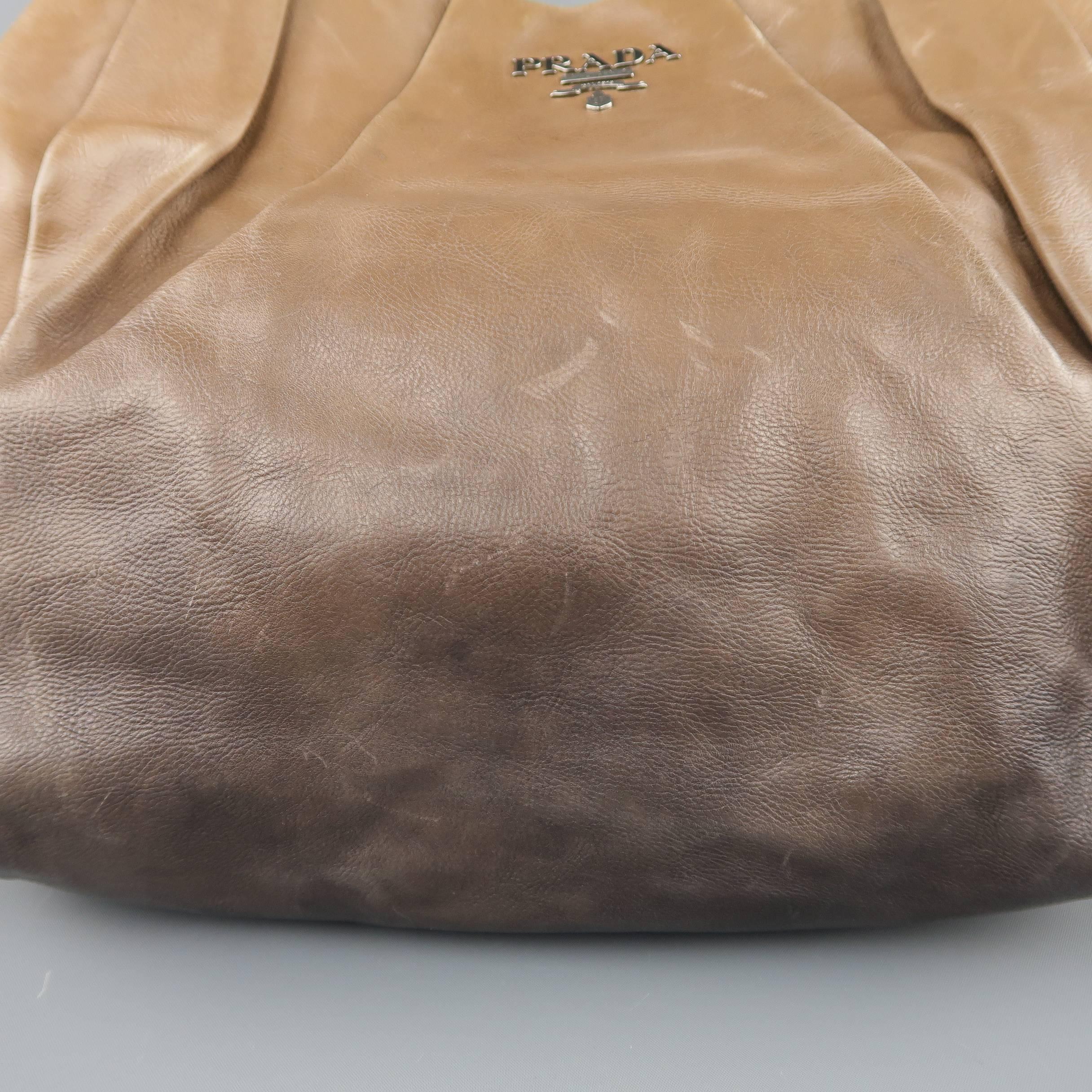 Brown PRADA Taupe Ombre Leather Degrade Blond Mordor Glace Handbag