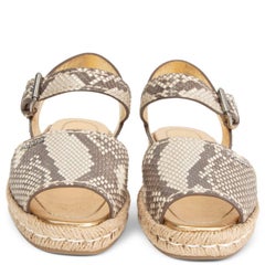 PRADA taupe PYTHON Flat Espadrille Sandals Shoes 36.5