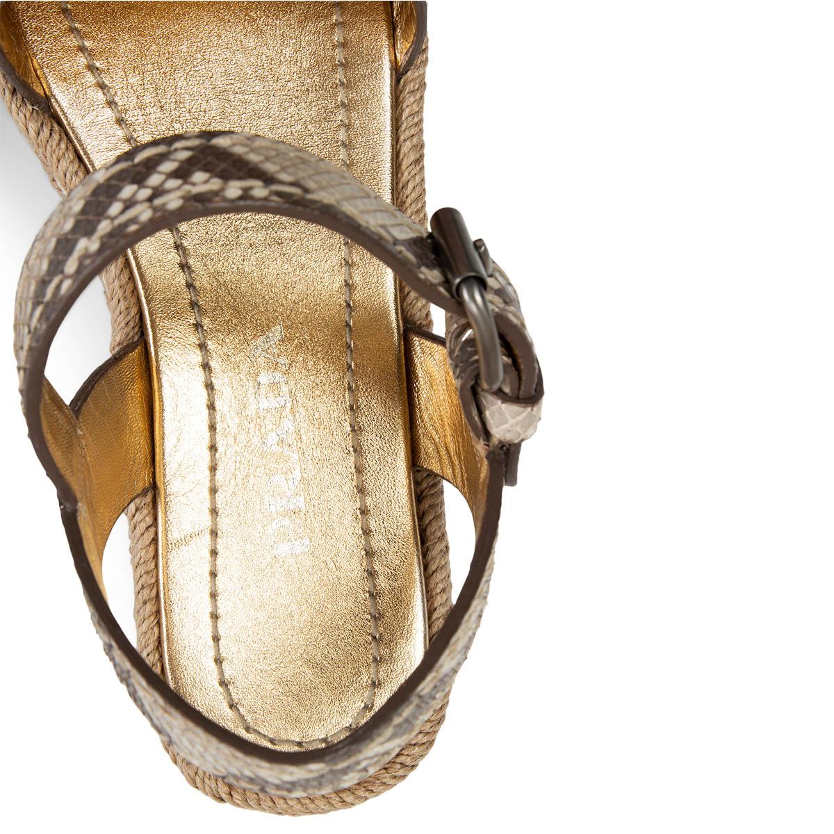 Beige PRADA taupe PYTHON Flat Espadrille Sandals Shoes 36.5 For Sale