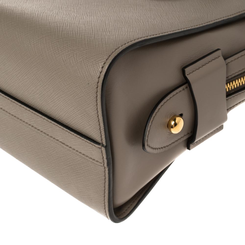 Prada Bolso de piel saffiano topo Borsa a Mano 5