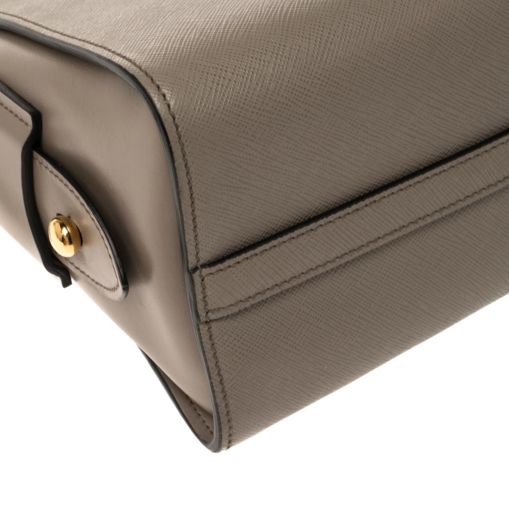 Prada Bolso de piel saffiano topo Borsa a Mano 6