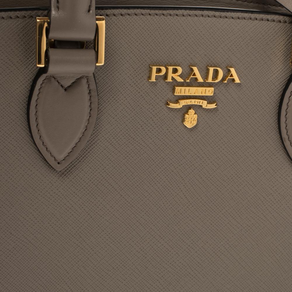 Prada Bolso de piel saffiano topo Borsa a Mano 2