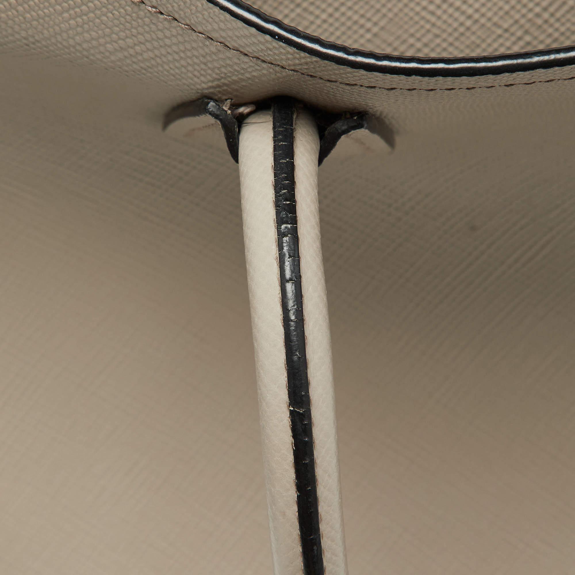 Prada Taupe Saffiano Metal Leather Medium Double Handle Tote 9