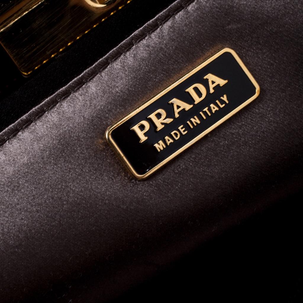 Prada Taupe Satin Pleated Raso Clutch 2