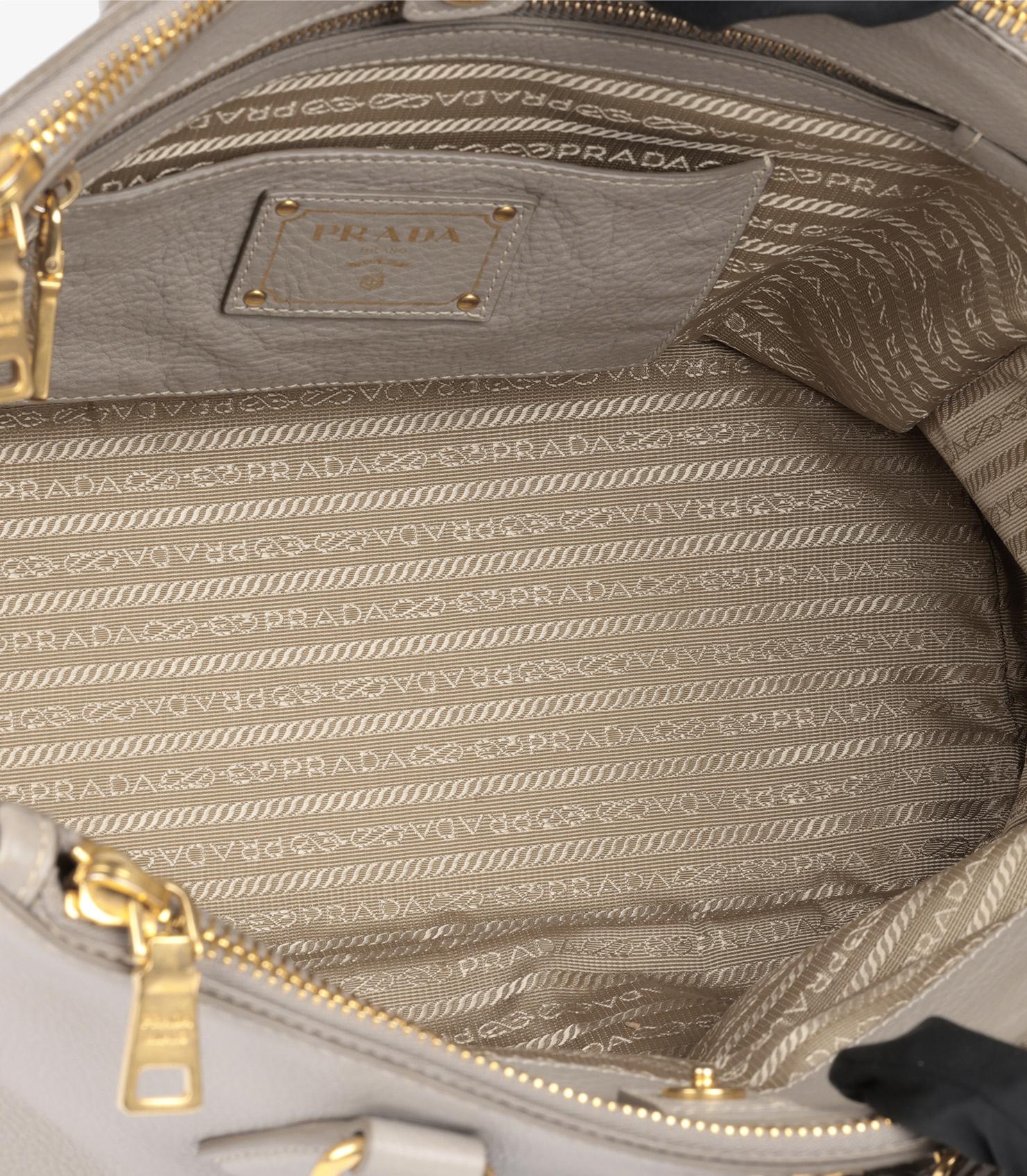 Prada Taupe Vitello Daino Calfskin Leather Double Zip Tote 5