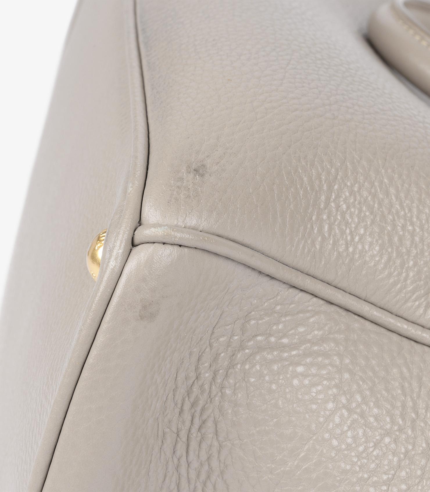Prada Taupe Vitello Daino Calfskin Leather Double Zip Tote For Sale 4