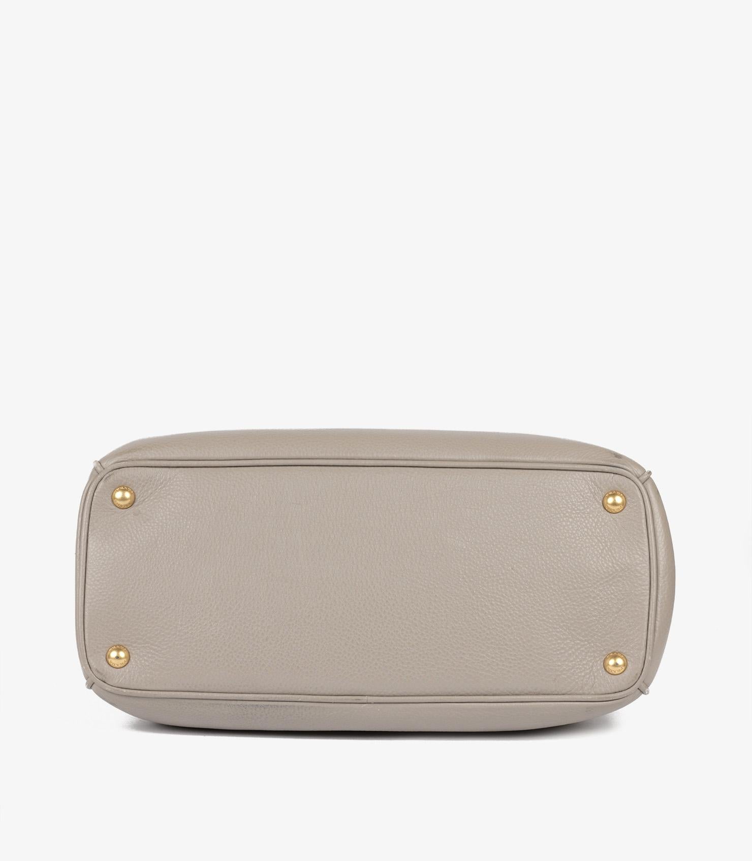Prada Taupe Vitello Daino Calfskin Leather Double Zip Tote 2