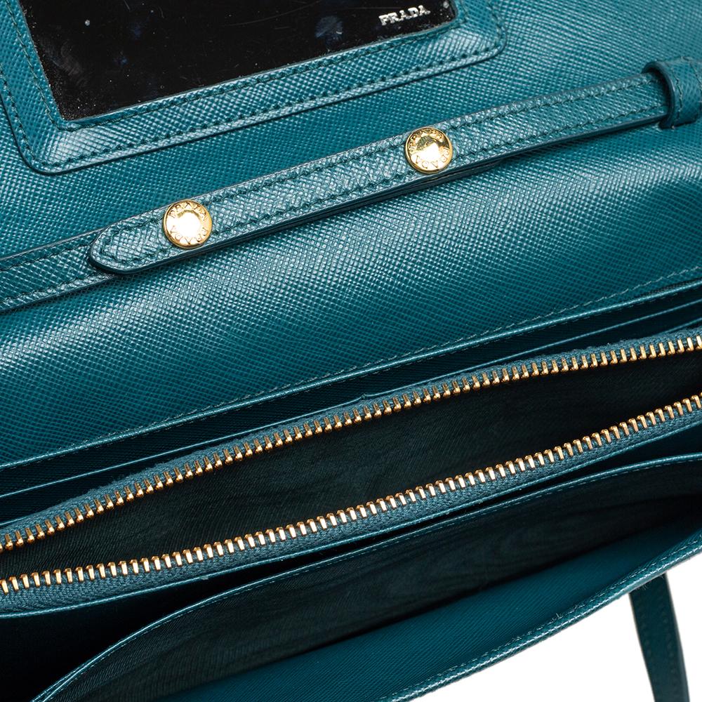 Prada Teal Blue Saffiano Leather Crossbody Bag 3