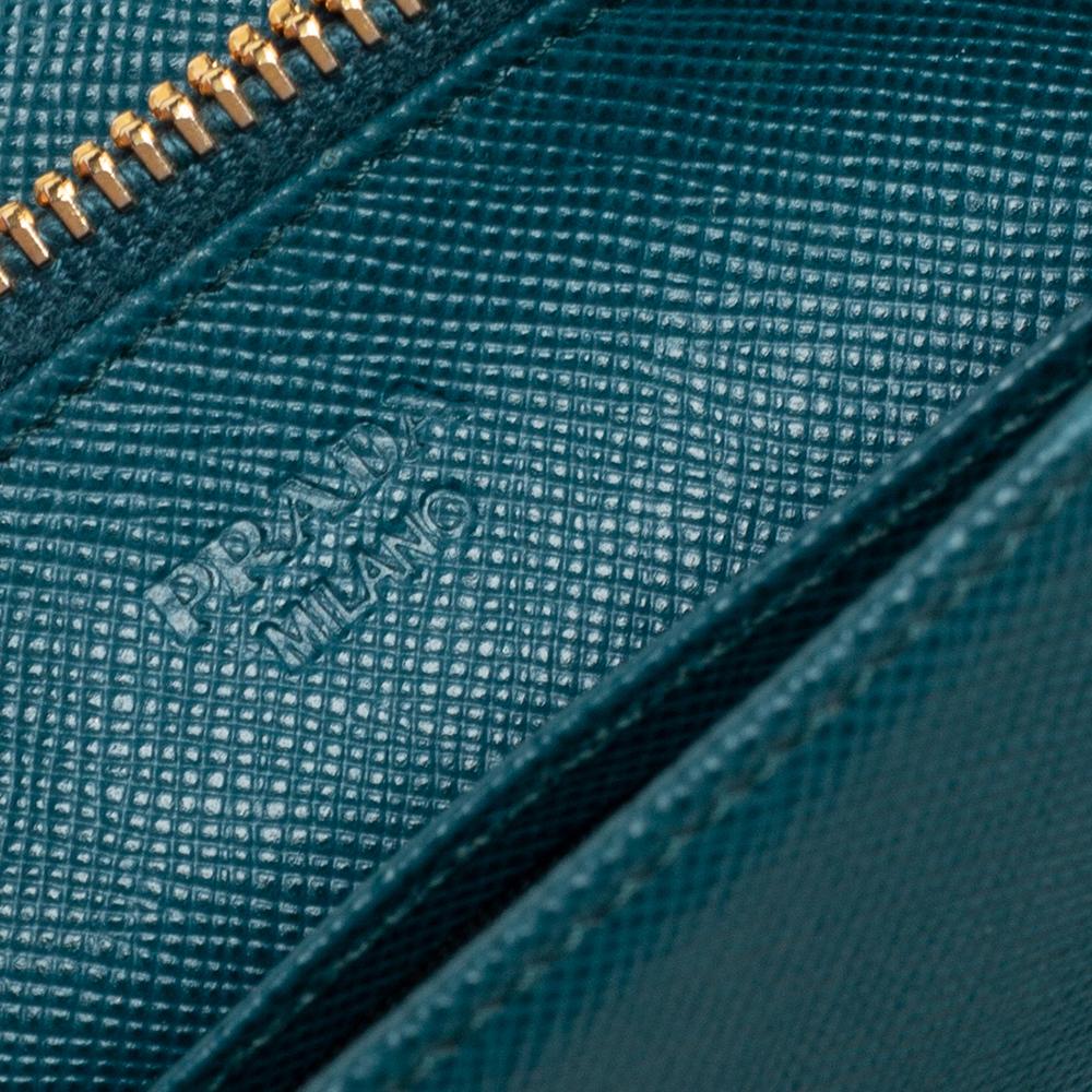 Prada Teal Blue Saffiano Leather Crossbody Bag 4