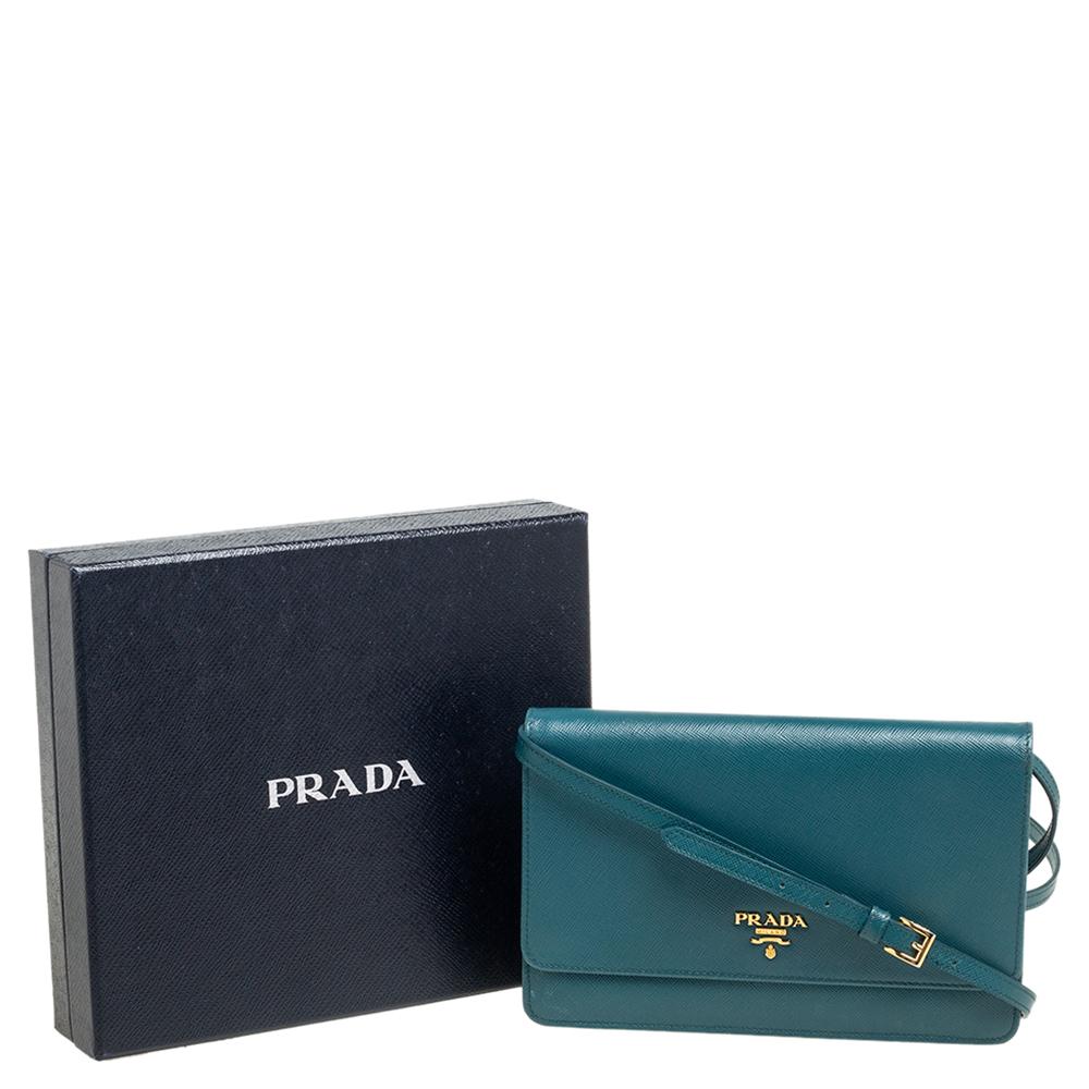 Prada Teal Blue Saffiano Leather Crossbody Bag 7