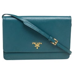Prada Teal Blue Saffiano Leather Crossbody Bag