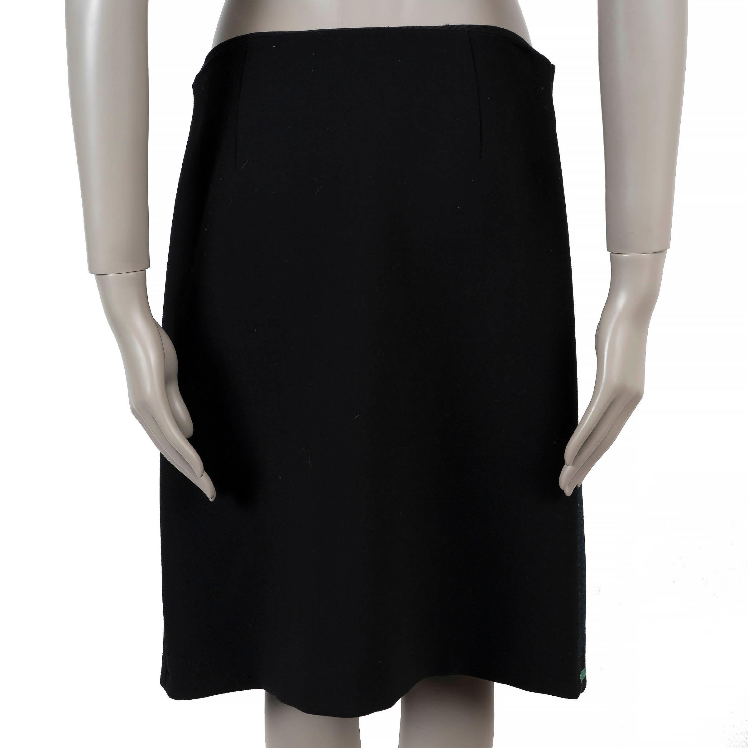 PRADA blaugrüner Wollrock 2011 BELTED PRINTED Rock 44 L (Blau) im Angebot