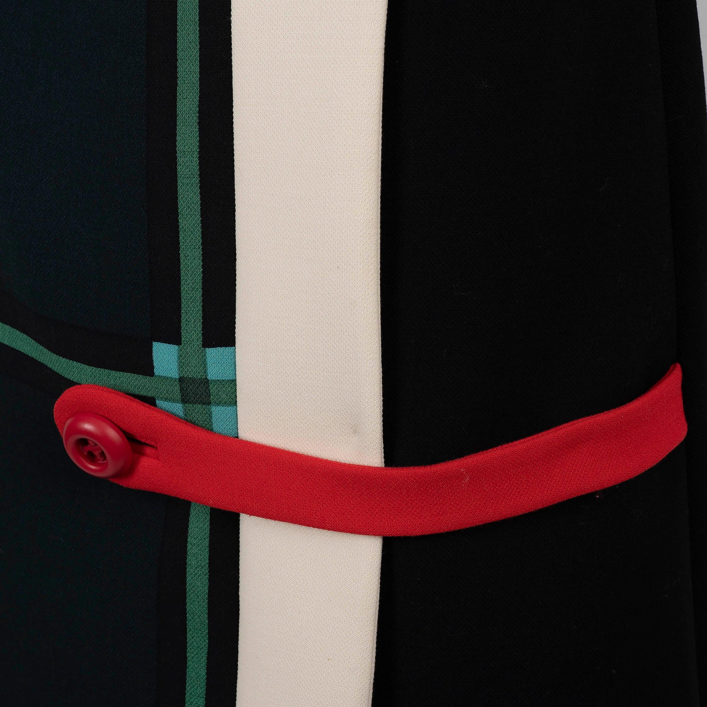 PRADA blaugrüner Wollrock 2011 BELTED PRINTED Rock 44 L im Angebot 1