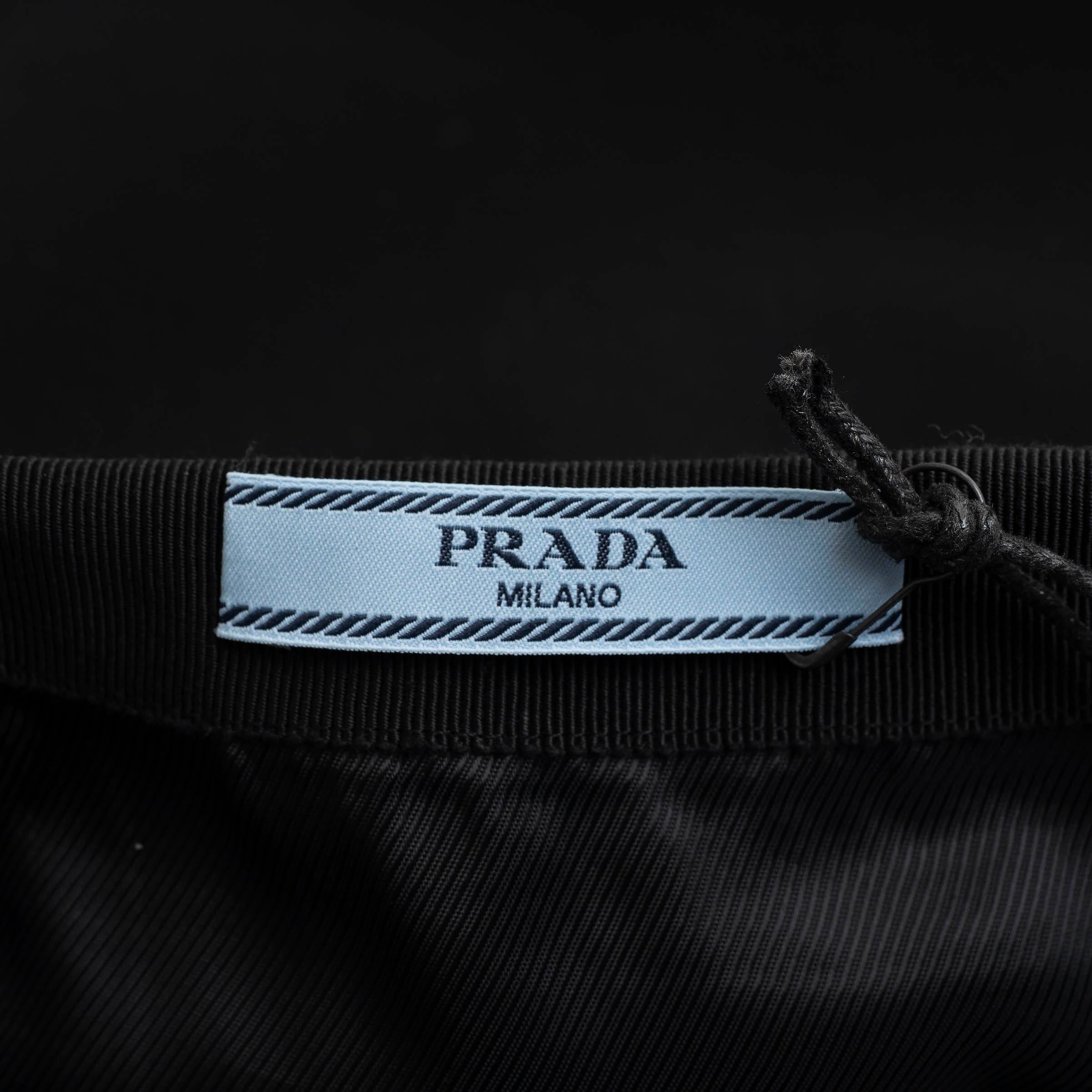 PRADA blaugrüner Wollrock 2011 BELTED PRINTED Rock 44 L im Angebot 2