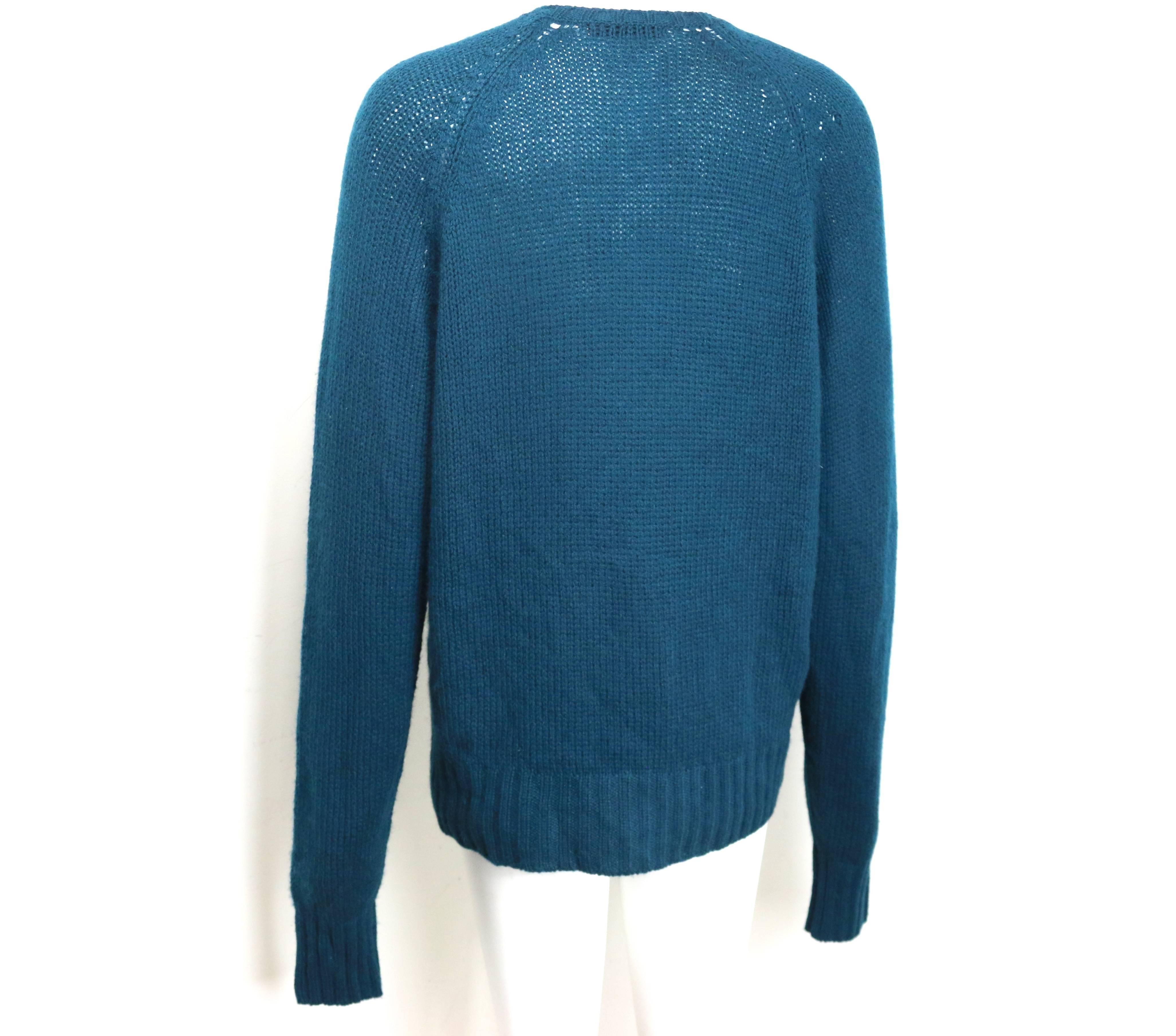 Prada Kaschmir-Strickjacke mit Knöpfen in Petrol im Zustand „Hervorragend“ im Angebot in Sheung Wan, HK