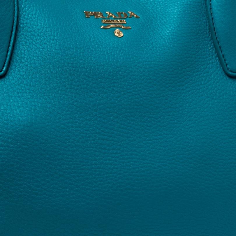 Prada Teal Leather Vitello Daino Sacca 2 Manici Hobo 4