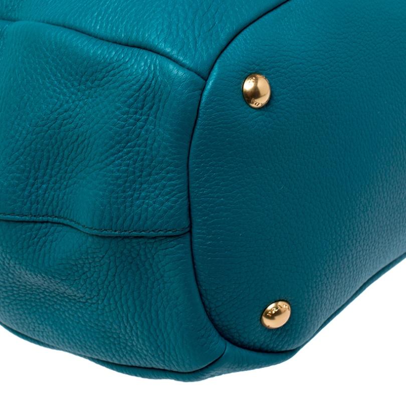 Prada Teal Leather Vitello Daino Sacca 2 Manici Hobo 3