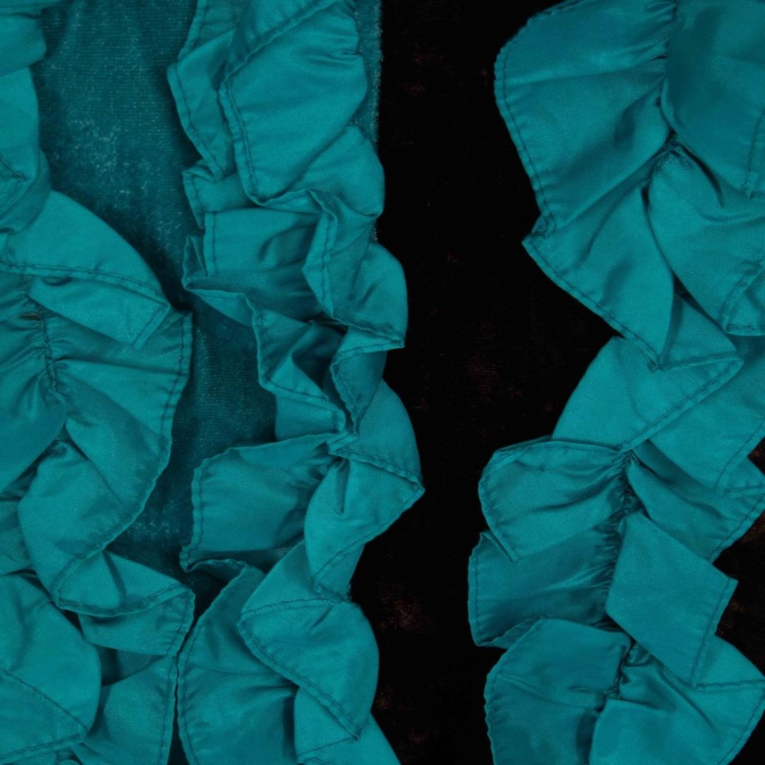 Prada Teal Ruffle Trim Velvet Panel Scarf In Good Condition In London, GB